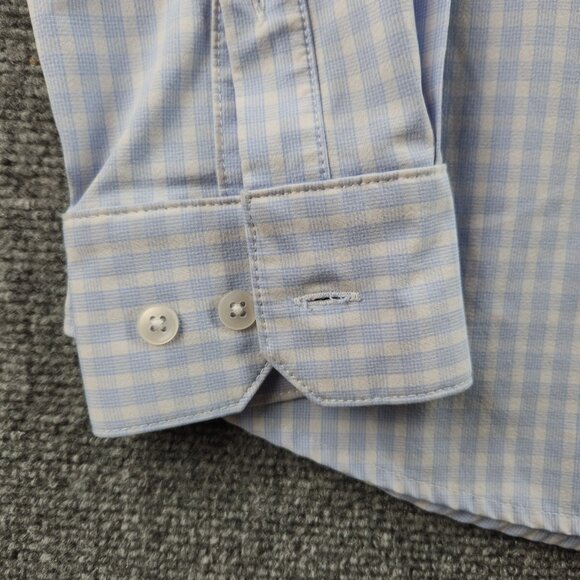 Mizzen + Main Medium Trim Fit Blue Plaid Long Sleeve Button Up Stretch USA Made - Picture 3 of 16